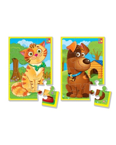 Бебі пазли «Кошеня та щеня» на 24 елементи, ТМ Vladi Toys