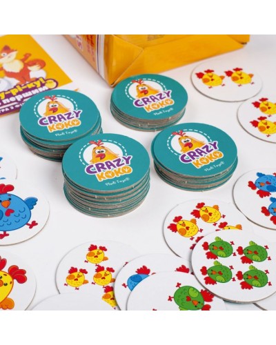 Гра настільна «Crazy Koko. Ку-ку-рі-ку!» розважальна з 54 фішок, у коробці 14,5х5,5х18,5 см, ТМ Vladi Toys