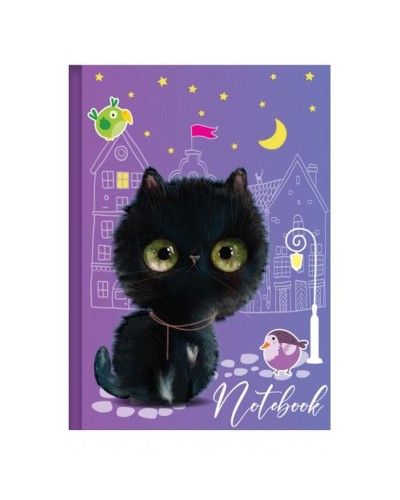Блокнот «CUTE CAT» А6 на 48 аркушів у клітинку з твердою ламінованою обкладинкою, в асортименті, ТМ Рюкзачок