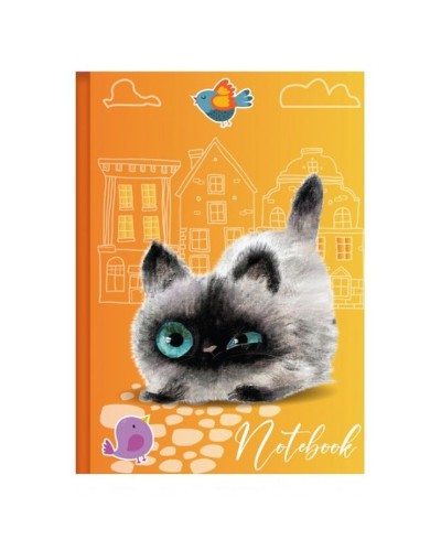 Блокнот «CUTE CAT» А6 на 48 аркушів у клітинку з твердою ламінованою обкладинкою, в асортименті, ТМ Рюкзачок