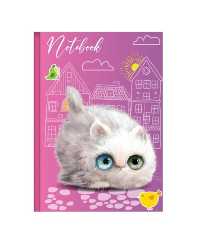 Блокнот «CUTE CAT» А6 на 48 аркушів у клітинку з твердою ламінованою обкладинкою, в асортименті, ТМ Рюкзачок