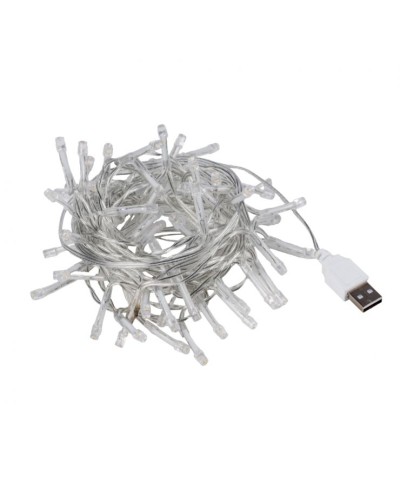 Гірлянда - нитка 4,9 м на 70 LED-лампочок холодно-біла з USB на 8 режимів мерехтіння, Yes! Fun