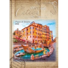 Канцелярська книга «CITIES VINTAGE» на 80 аркушів у клітинку з твердою ламінованою обкладинкою, в асортименті, ТМ Рюкзачок