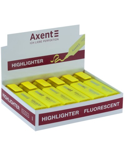 Маркер «Highlighter» клиноподібний 1-5 мм жовтий, ТМ Axent