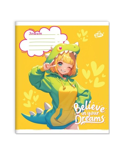 Зошит на 18 аркушів у лінію «Чарівна дівчина» №2564, ТМ Brisk