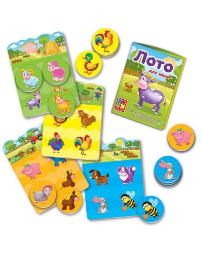 Гра настільна «Лото.Ферма» розвивальна, у коробці 19,5х4,18 см, ТМ Vladi Toys