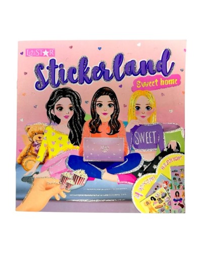 Книга з наліпками «Stickerland» на 18 аркушів з м`якою обкладинкою 23х23 см, в асортименті, ТМ Апельсин