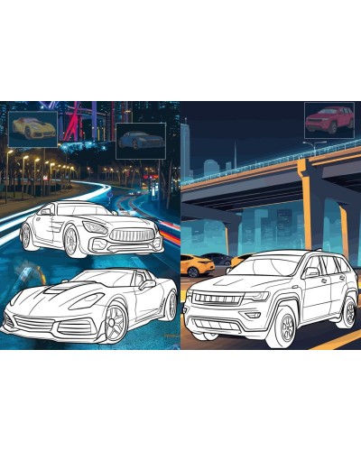 Розмальовка зі стікерами «Автопарк» на 16 сторінок з м`якою обкладинкою 21х29 см, ТМ Ідейка