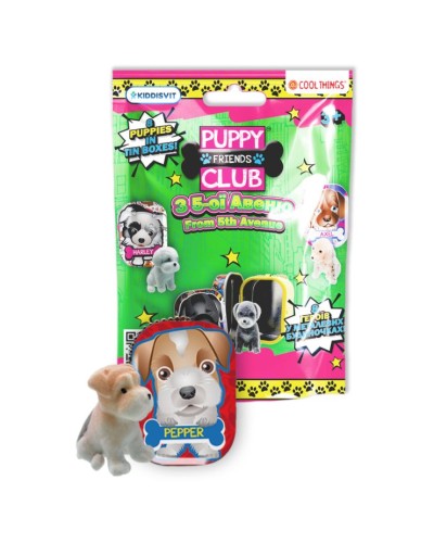 Колекційна фігурка-сюрприз на ланцюжку «COOL THINGS.Puppy Club. Цуценя з 5-тої Авеню» 5 см, в асортименті, у металевій коробочці з ланцюжом та пакеті
