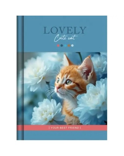 Блокнот «CUTE CAT» А6 на 176 аркушів у клітинку з ламінованою обкладинкою ТМ Рюкзачок, в асортименті