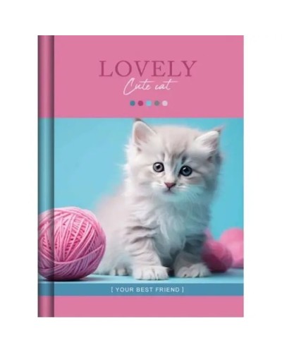 Блокнот «CUTE CAT» А6 на 176 аркушів у клітинку з ламінованою обкладинкою ТМ Рюкзачок, в асортименті