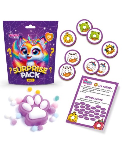 Настільна гра «Surprise Pack Mini 3» з сюрпризом з сквіша та карток, у пакеті 17х6х19 см, ТМ Vladi Toys
