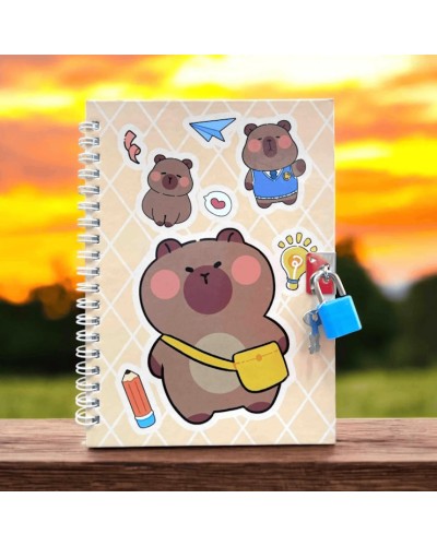 Блокнот «CAPYBARA» 13х18 см на 48 аркушів у клітинку на пружині збоку з замком, в асортименті, KIDS Line