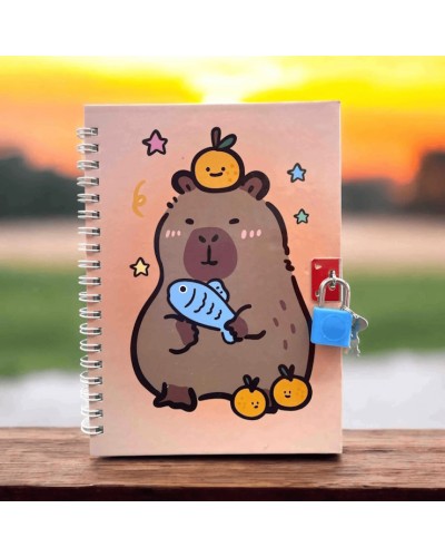 Блокнот «CAPYBARA» 13х18 см на 48 аркушів у клітинку на пружині збоку з замком, в асортименті, KIDS Line