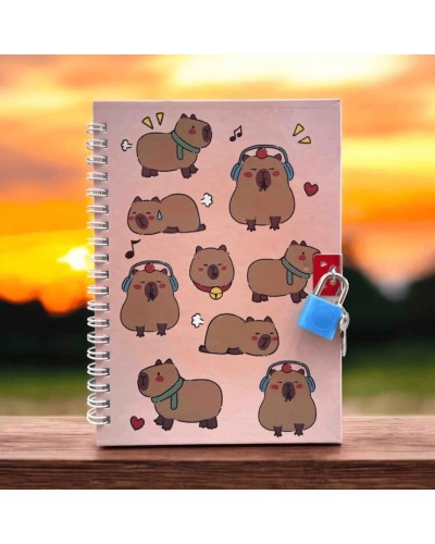 Блокнот «CAPYBARA» 13х18 см на 48 аркушів у клітинку на пружині збоку з замком, в асортименті, KIDS Line