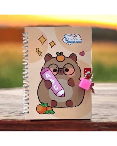 Блокнот «CAPYBARA» 13х18 см на 48 аркушів у клітинку на пружині збоку з замком, в асортименті, KIDS Line