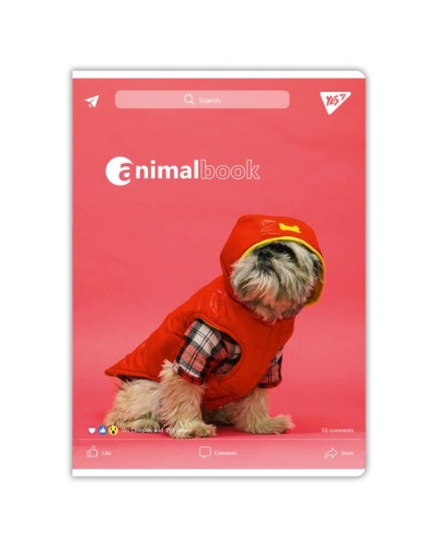 Канцелярська книга «Animalbook» на 48 аркушів у клітинку на скобі, в асортименті, ТМ YES