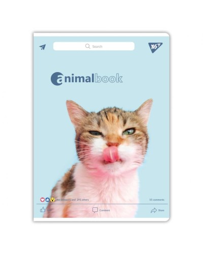 Канцелярська книга «Animalbook» на 48 аркушів у клітинку на скобі, в асортименті, ТМ YES