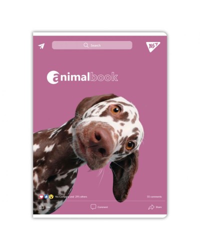 Канцелярська книга «Animalbook» на 48 аркушів у клітинку на скобі, в асортименті, ТМ YES