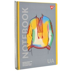 Канцелярська книга «Notebook» на 80 аркушів у клітинку з ламінованою обкладинкою на спіралі збоку, в асортименті, ТМ Yes