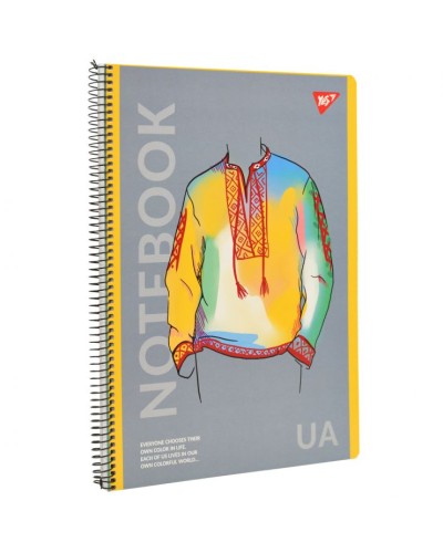 Канцелярська книга «Notebook» на 80 аркушів у клітинку з ламінованою обкладинкою на спіралі збоку, в асортименті, ТМ Yes