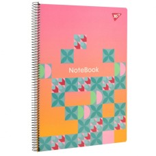 Канцелярська книга «Simple flowers» на 80 аркушів у клітинку з ламінованою обкладинкою на спіралі збоку, в асортименті, ТМ Yes