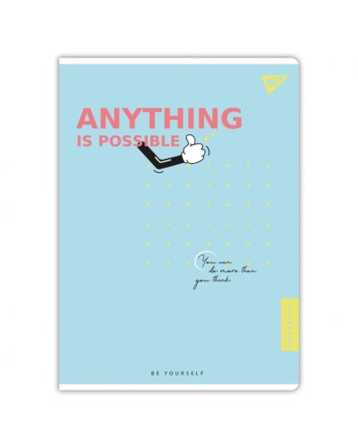 Канцелярська книга А4 «Be yourself» на 96 аркушів у клітинку на скобі, в асортименті, ТМ Yes