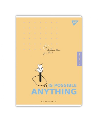 Канцелярська книга А4 «Be yourself» на 96 аркушів у клітинку на скобі, в асортименті, ТМ Yes