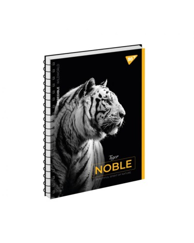 Блокнот «Noble» А5 на 80 аркушів у клітинку з ламінованою обкладинкою на спіралі збоку, в асортименті, ТМ Yes