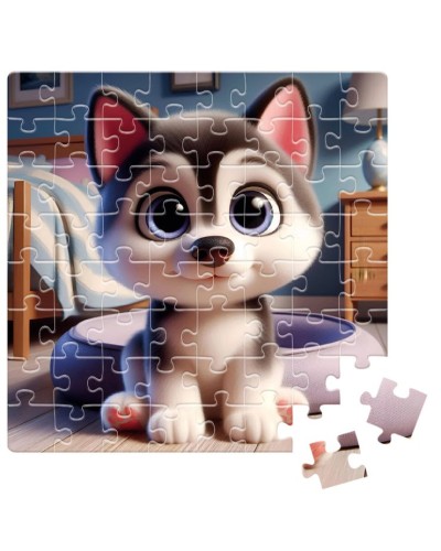 Пазли «De.tail. Маленький хаскі» на 64 елементи, у коробці 7х3,5х10 см, ТМ Vladi Toys