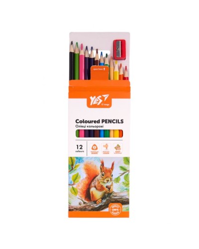 Олівці »Orange Line» на 12 кольорів, з точилкою, ТМ Yes
