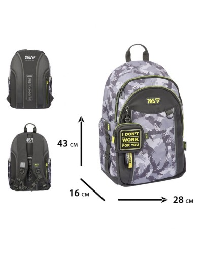 Рюкзак «Grey» 43х16х28 см TS-60L, ТМ Yes