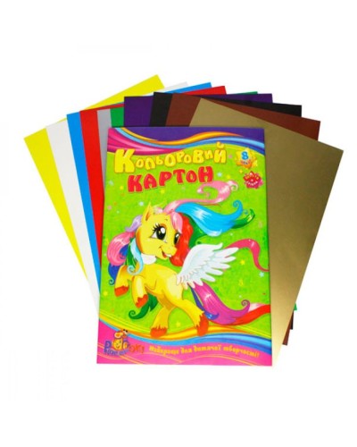 Картон «Супер» А4 10 аркушів на 8 кольорів + 1 золото + 1 срібло, у картонній папці, ТМ Рюкзачок