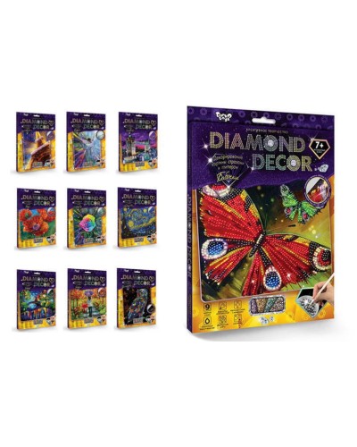 Набір для декорування картини стразами і глітером «Diamond Decor» у коробці 21,5х15 см, ТМ Данко Тойс, в асортименті