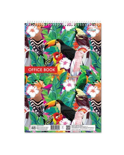 Канцелярська книга А4 на 96 аркушів у клітинку на спіралі зверху з картонною обкладинкою, в асортименті, ТМ Brisk