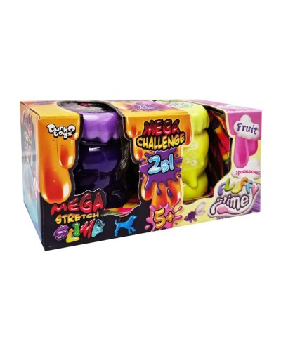 Слайм 2 в 1 «Mega Stretch Slime» та «Fluffy Slime» у коробці 17,5х9х10 см, ТМ Данко Тойс, в асортименті