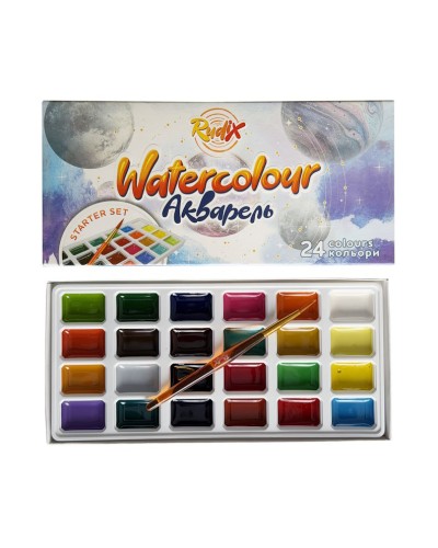 Фарби акварельні «Starter Set» на 24 кольори з пензликом, RUDIX