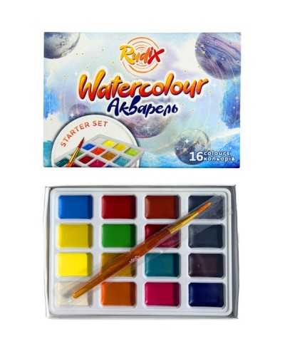 Фарби акварельні «Starter Set» на 16 кольорів з пензликом, RUDIX