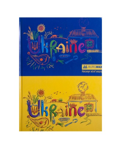 Канцелярська книга «Українська символіка» А4 на 96 аркушів у клітинку з твердою палітуркою та ламінованою обкладинкою, в асортименті, ТМ Buromax