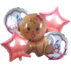 Набір кульок фольгованих «Дівчинка - малюк» з 6 елементів, в асортименті