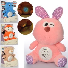 Нічник «Тварина» 28 см, плюшевий, на бат., музика, звук, світло, в асортименті, у кор.21х30х15 см