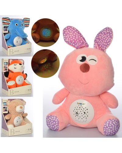 Нічник «Тварина» 28 см, плюшевий, на бат., музика, звук, світло, в асортименті, у кор.21х30х15 см