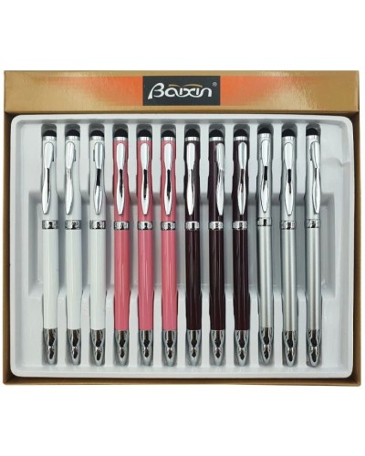 Ручка кулькова «Baixin» металева поворотна + стилус синя, в асортименті