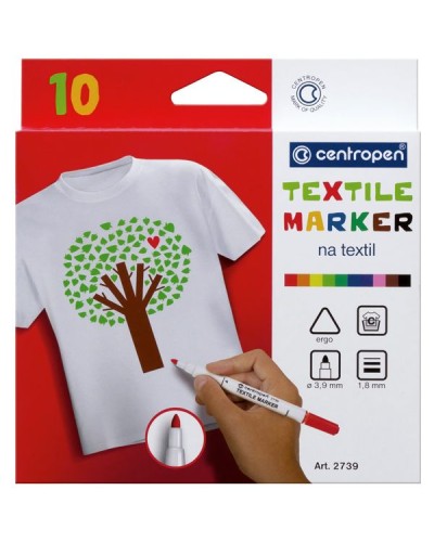 Набір маркерів «Textile» 2 мм 10 кольорів, ТМ Centropen