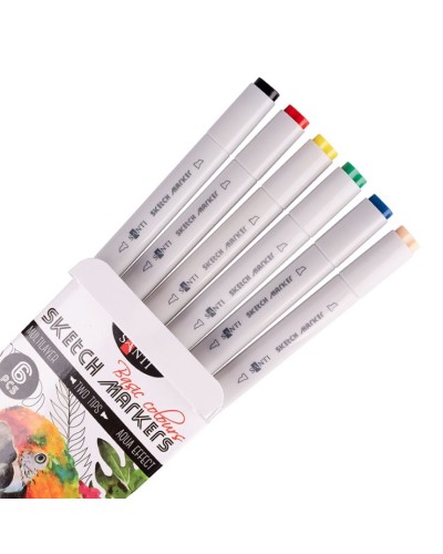 Набір скетч маркерів «Basic Colours» на 6 кольорів двосторонні, ТМ SANTI