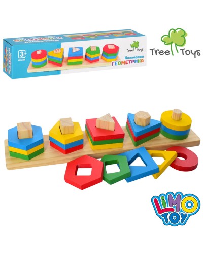 Дерев'яна іграшка «Геометрика» 20 деталей, у коробці 33х7х6 см