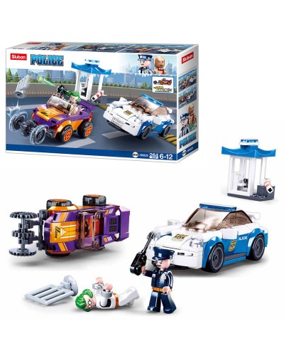 Конструктор «Поліція» на 264 деталі з фігуркою, у коробці 38,5х24х7 см, SLUBAN
