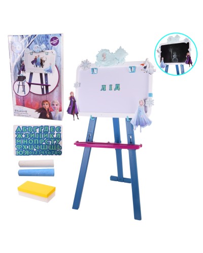 Дошка для малювання магнітна 2-стороння з крейдою, маркером, укр., рос., англ., у кор. 32х8х52 см