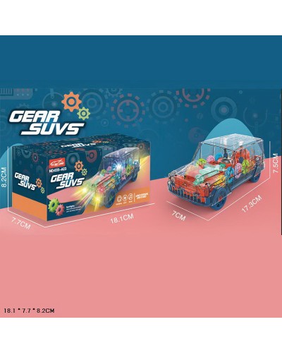 Машина 17,5 см музична зі світлом, звуком, рухомими деталями у прозорому корпусі, на батарейці, у коробці 18х8х8 см