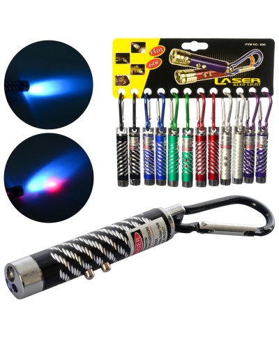 Ліхтарик-брелок 7 см зі світлом та лазером, на батарейці, в асортименті, 12 шт у пакеті 18х18 см